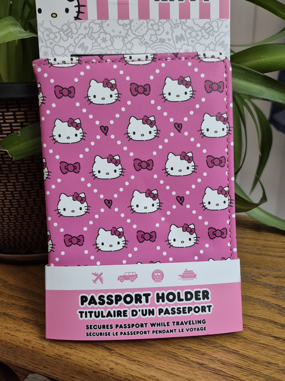 Hello Kitty Hot Pink Passport Holder with White Character Print